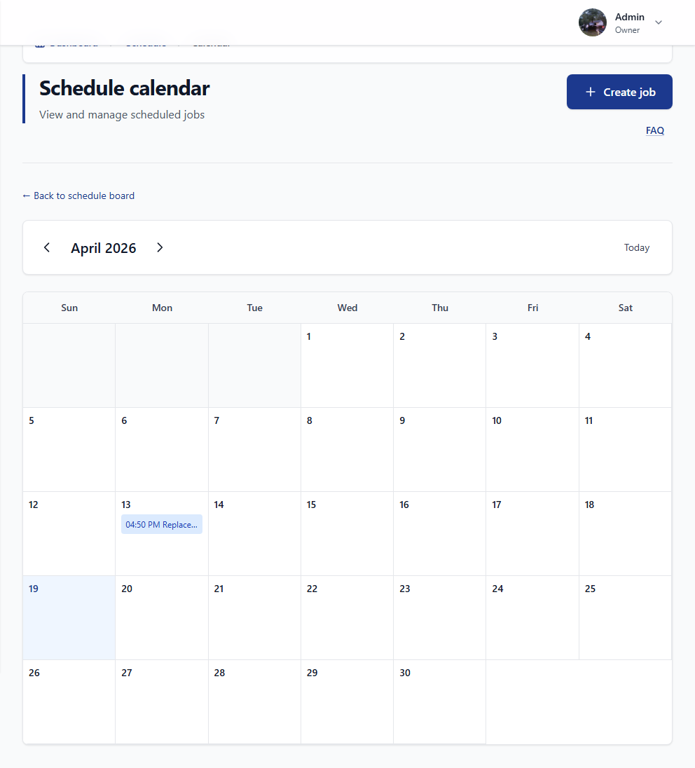 Scheduling: Board and calendar views for scheduling.